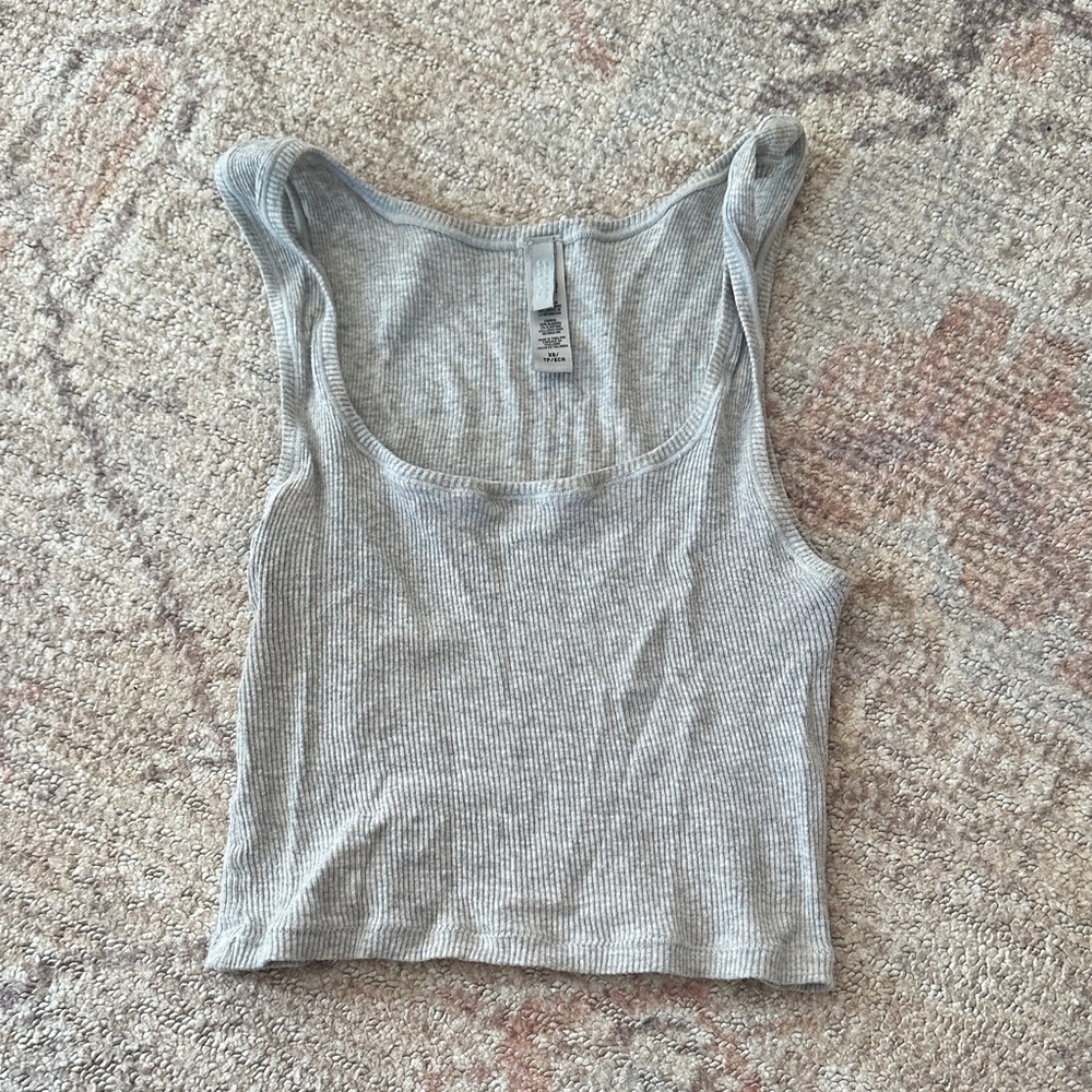 Skims Gray Ribbed Women's Tank Top